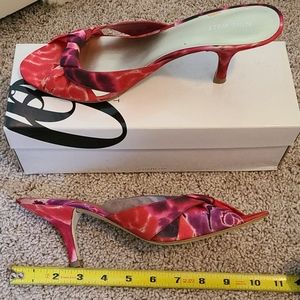 NINE WEST size10 slides NWRoussy pink multi fabric
